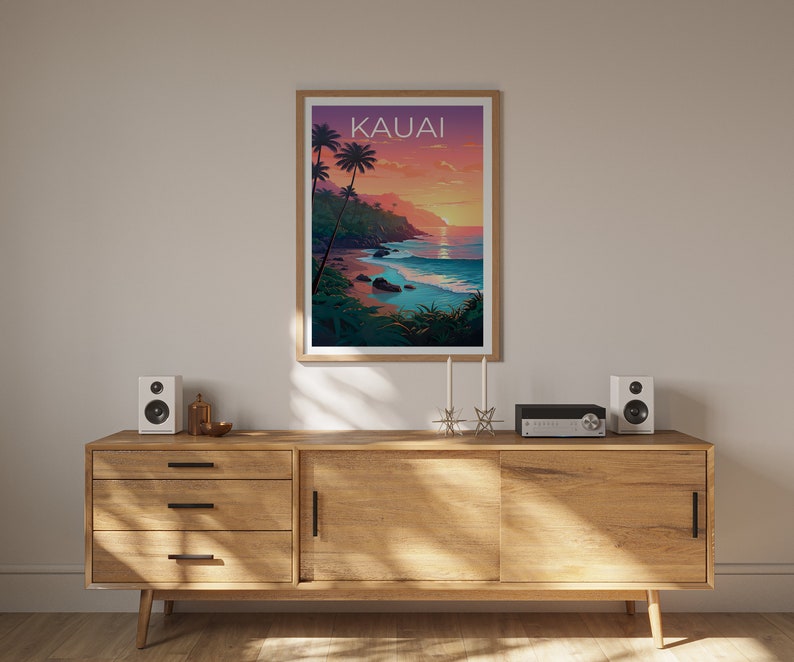 Kauai Poster, Kauai Print, Hawaii Poster, Hawaii Print, Kauai Travel Poster, Beach Art, Hawaii Art
