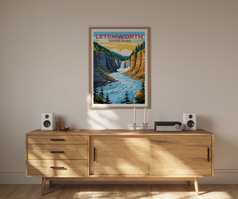 Letchworth Travel Poster, New York Wall Art, New York Print, Letchworth Poster, New York Poster, Waterfall Poster, Letchworth Art