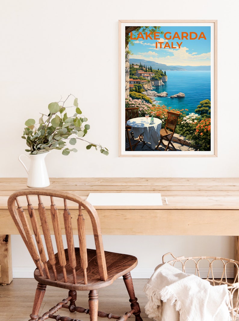 Lake Garda Travel Poster, Italy Wall Art, Italy Print, Lake Garda Poster, Italy Poster, Nature Poster, Lake Garda Art