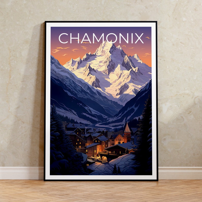 Chamonix Travel Poster, France Wall Art, France Print, Chamonix Poster, France Poster, Ski Resort Poster, Chamonix Print
