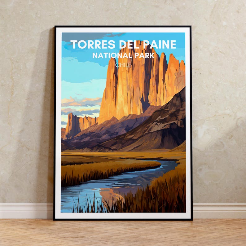 Torres del Paine Poster, Chile Art, Chile Print, Torres del Paine Poster, Mountain Art, Nature Poster, Poster Art, Wall Decor