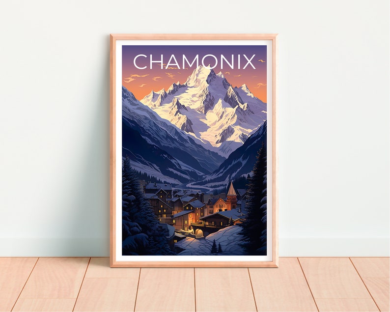 Chamonix Travel Poster, France Wall Art, France Print, Chamonix Poster, France Poster, Ski Resort Poster, Chamonix Print