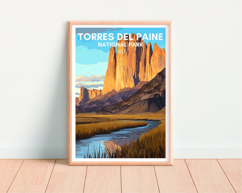 Torres del Paine Poster, Chile Art, Chile Print, Torres del Paine Poster, Mountain Art, Nature Poster, Poster Art, Wall Decor