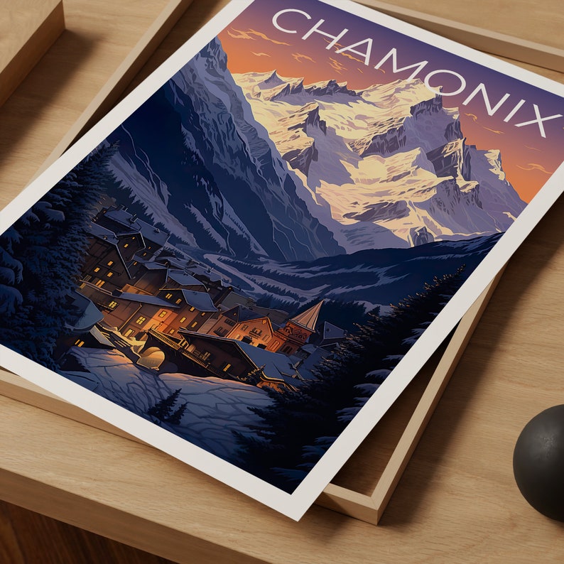 Chamonix Travel Poster, France Wall Art, France Print, Chamonix Poster, France Poster, Ski Resort Poster, Chamonix Print