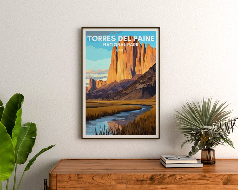 Torres del Paine Poster, Chile Art, Chile Print, Torres del Paine Poster, Mountain Art, Nature Poster, Poster Art, Wall Decor