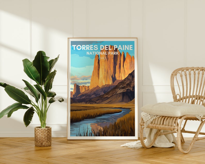 Torres del Paine Poster, Chile Art, Chile Print, Torres del Paine Poster, Mountain Art, Nature Poster, Poster Art, Wall Decor