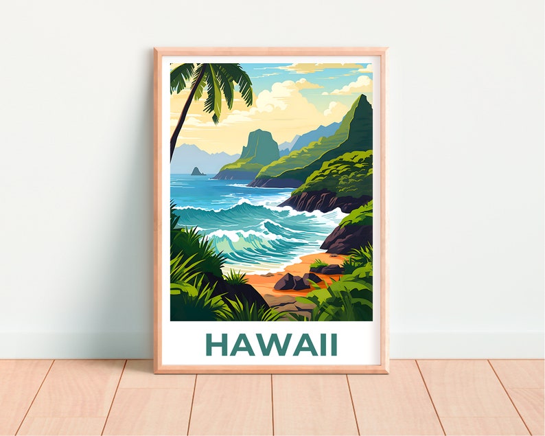 Hawaii Poster, Hawaii Print, Island Poster, Island Print, Hawaii Travel Poster, Tropical Island Poster, Hawaii Art