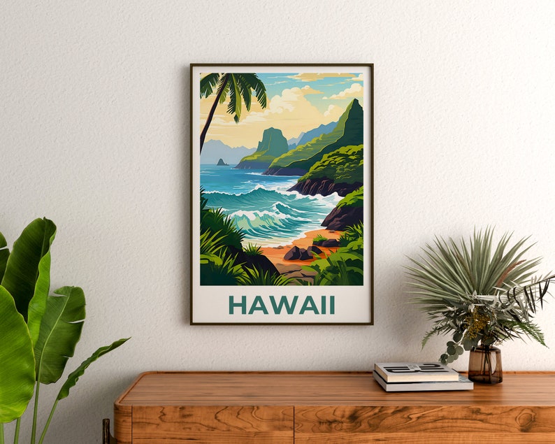 Hawaii Poster, Hawaii Print, Island Poster, Island Print, Hawaii Travel Poster, Tropical Island Poster, Hawaii Art