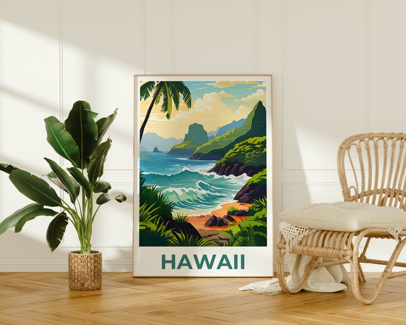 Hawaii Poster, Hawaii Print, Island Poster, Island Print, Hawaii Travel Poster, Tropical Island Poster, Hawaii Art