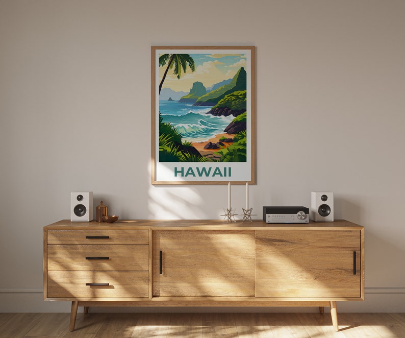 Hawaii Poster, Hawaii Print, Island Poster, Island Print, Hawaii Travel Poster, Tropical Island Poster, Hawaii Art