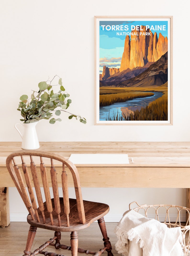Torres del Paine Poster, Chile Art, Chile Print, Torres del Paine Poster, Mountain Art, Nature Poster, Poster Art, Wall Decor