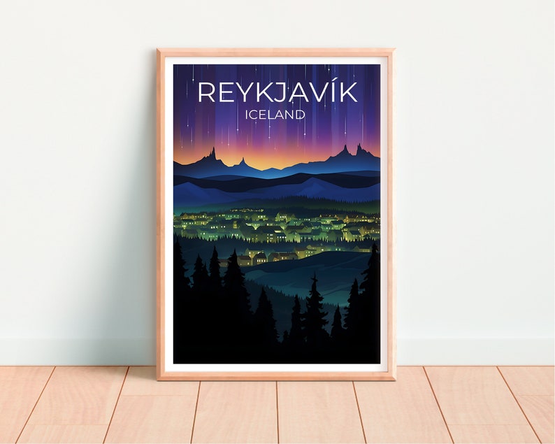 Reykjavík Travel Poster, Iceland Wall Art, Iceland Print, Reykjavík Poster, Europe Poster, City Poster, Reykjavik poster