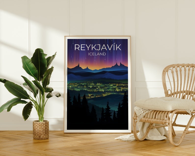 Reykjavík Travel Poster, Iceland Wall Art, Iceland Print, Reykjavík Poster, Europe Poster, City Poster, Reykjavik poster