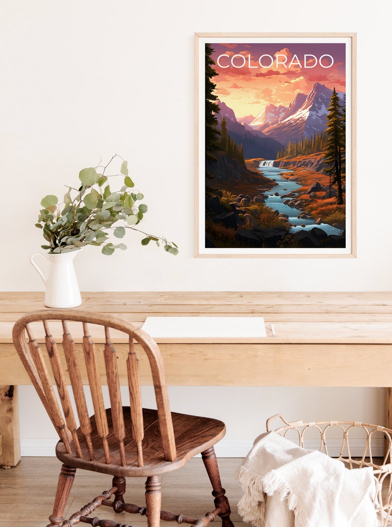 Affiche de voyage du Colorado, affiche des Rocheuses, impression des Rocheuses, affiche du Colorado, affiche des montagnes Rocheuses, affiche des Rocheuses, impression du Colorado