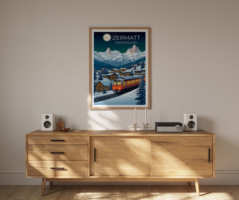 Zermatt Travel Poster, Switzerland Wall Art, Switzerland Print, Zermatt Poster, Snow Poster, City Poster, Zermatt poster