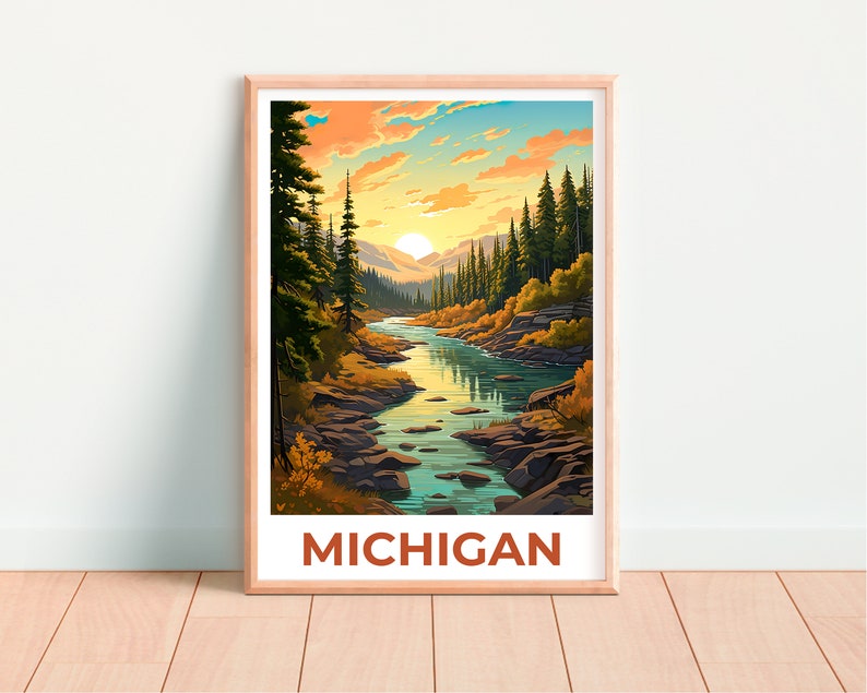 Michigan Poster, Michigan Print, Hiawatha National Forest Poster, Forest Print, Michigan Travel Poster, Michigan Art