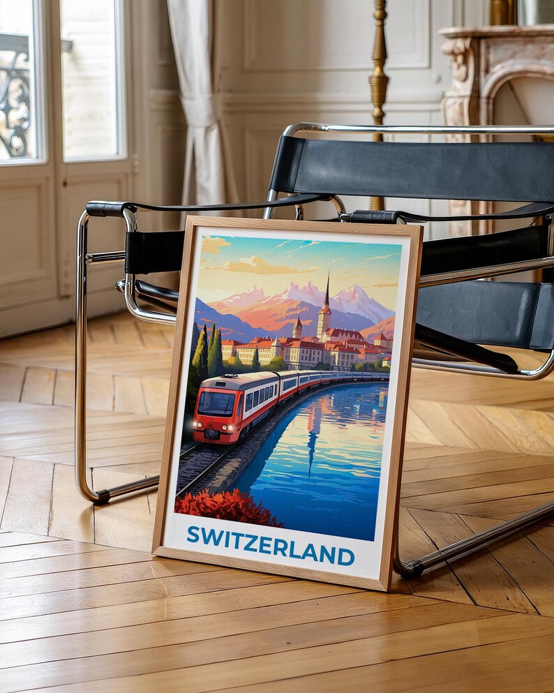 Lucerne Travel Print Switzerland Poster Europe Wall Art Switzerland Illustration Lucerne Poster Home Decor Birthday Gift