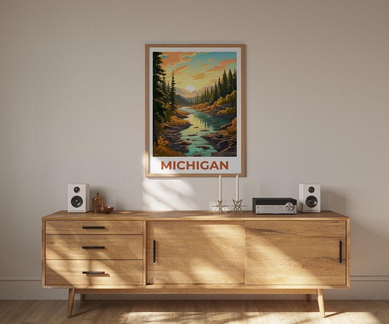 Michigan Poster, Michigan Print, Hiawatha National Forest Poster, Forest Print, Michigan Travel Poster, Michigan Art