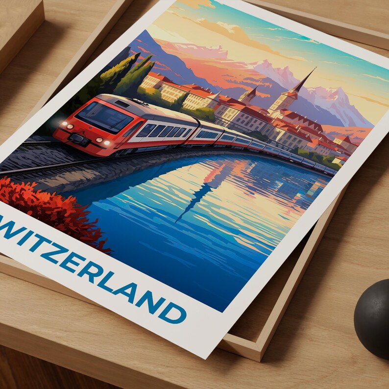 Lucerne Travel Print Switzerland Poster Europe Wall Art Switzerland Illustration Lucerne Poster Home Decor Birthday Gift