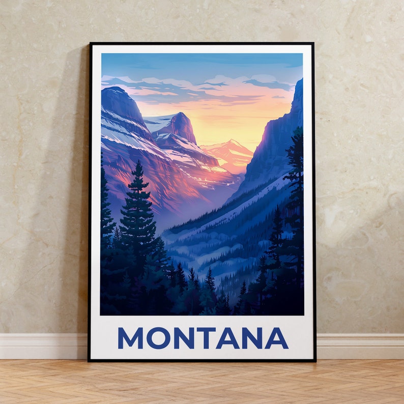 Montana Poster, Montana Print, Mountain Poster, Mountain Print, Montana Travel Poster, Forest Poster, Montana Art