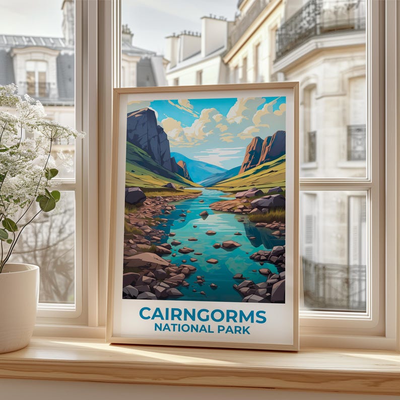 Cairngorms National Park Travel Print Scotland Poster Highlands Wall Art Mountain Illustration Cairngorms Poster Home Decor Birthday Gift