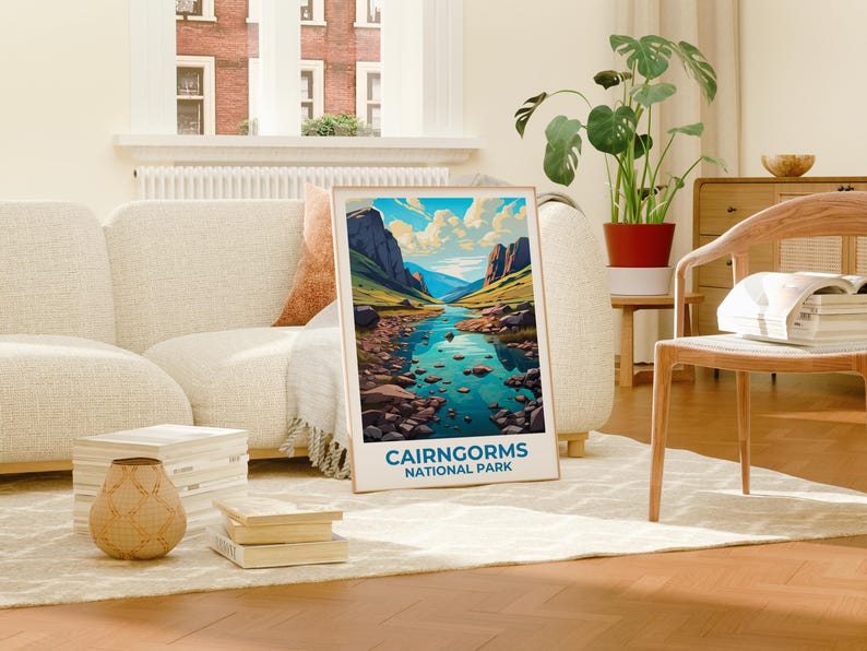 Cairngorms National Park Travel Print Scotland Poster Highlands Wall Art Mountain Illustration Cairngorms Poster Home Decor Birthday Gift