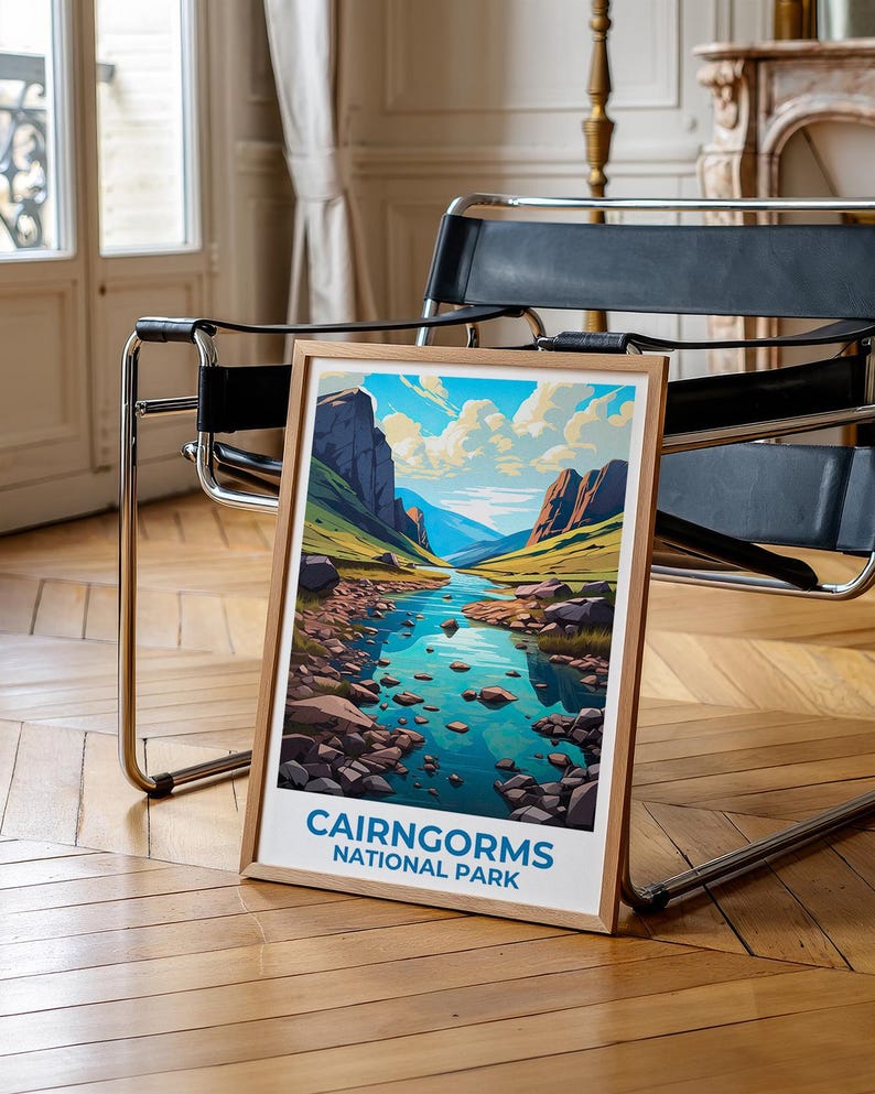 Cairngorms National Park Travel Print Scotland Poster Highlands Wall Art Mountain Illustration Cairngorms Poster Home Decor Birthday Gift
