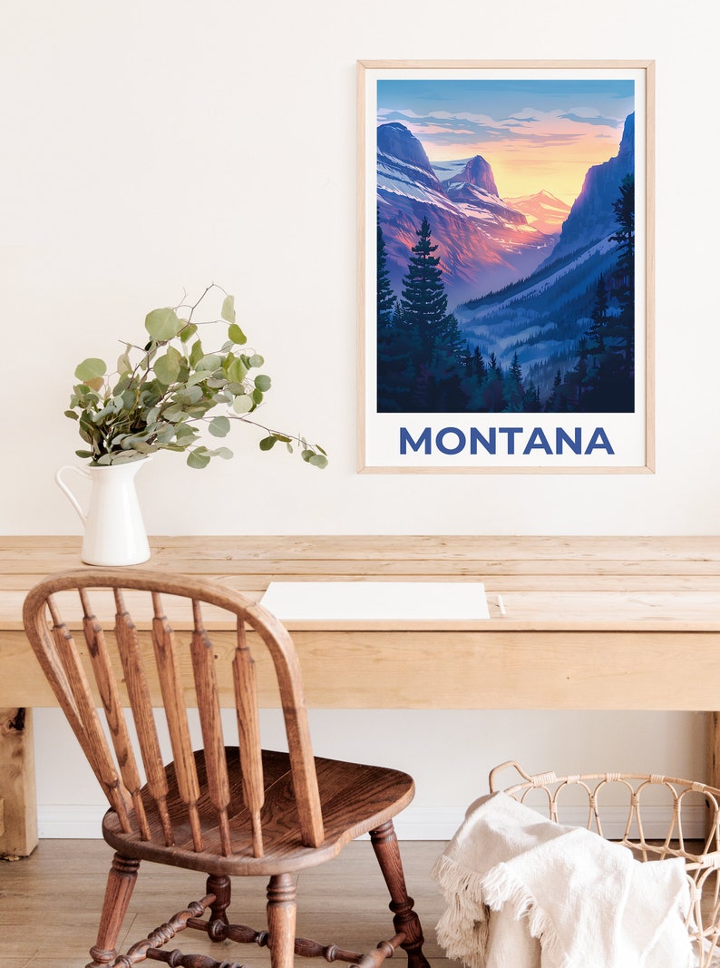 Affiche Montana, Impression Montana, Affiche de montagne, Impression de montagne, Affiche de voyage Montana, Affiche de forêt, Art Montana