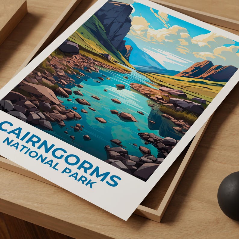 Cairngorms National Park Travel Print Scotland Poster Highlands Wall Art Mountain Illustration Cairngorms Poster Home Decor Birthday Gift