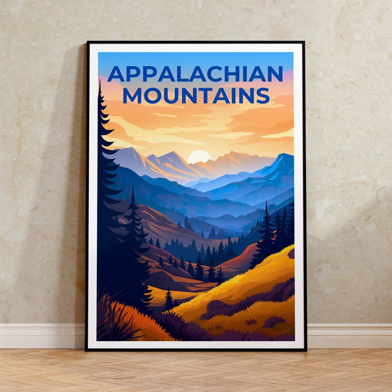 Appalachian Mountains Travel Poster, Mountain Wall Art, Mountain Print, Appalachian Mountains Poster, Nature Poster
