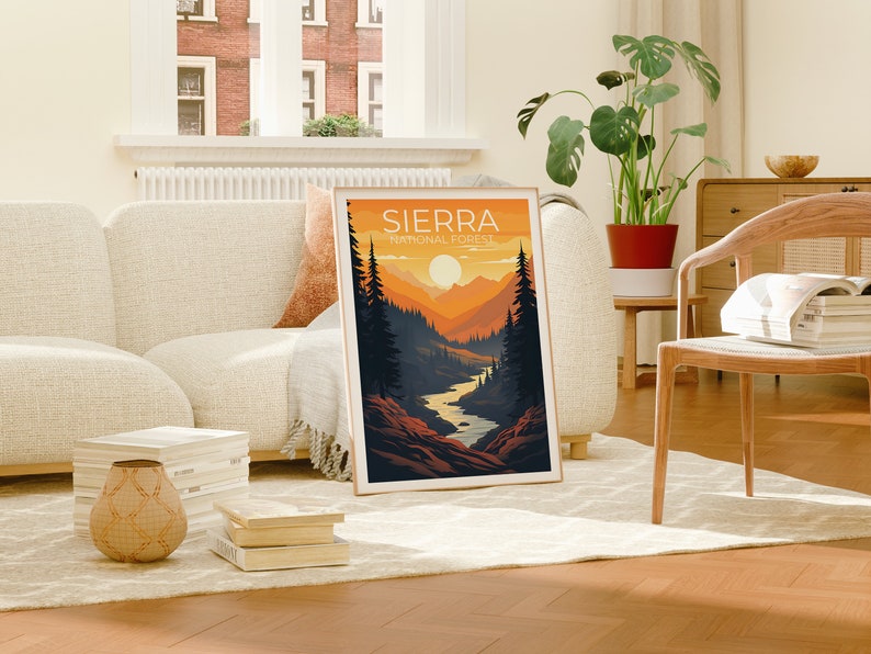 Sierra National Forest Travel Poster, California Wall Art, California Print, Sierra National Forest Poster, California Poster, Nature Poster