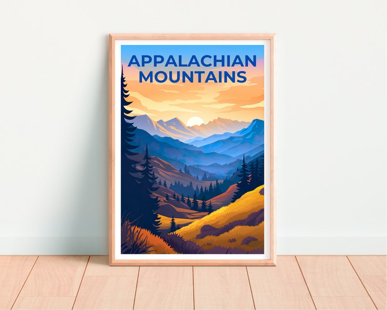 Appalachian Mountains Travel Poster, Mountain Wall Art, Mountain Print, Appalachian Mountains Poster, Nature Poster