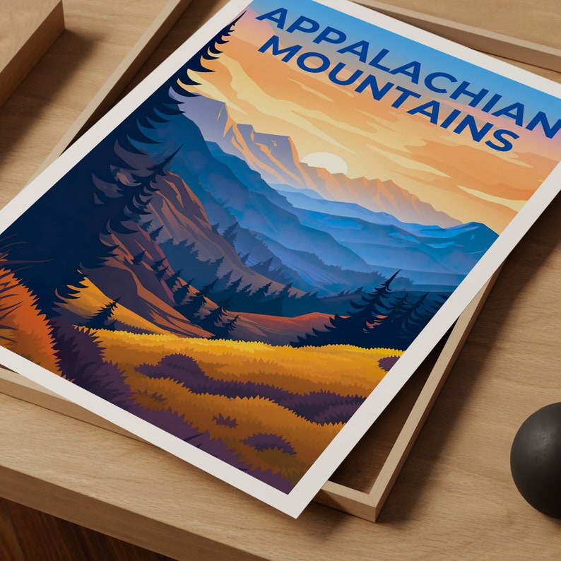 Appalachian Mountains Travel Poster, Mountain Wall Art, Mountain Print, Appalachian Mountains Poster, Nature Poster