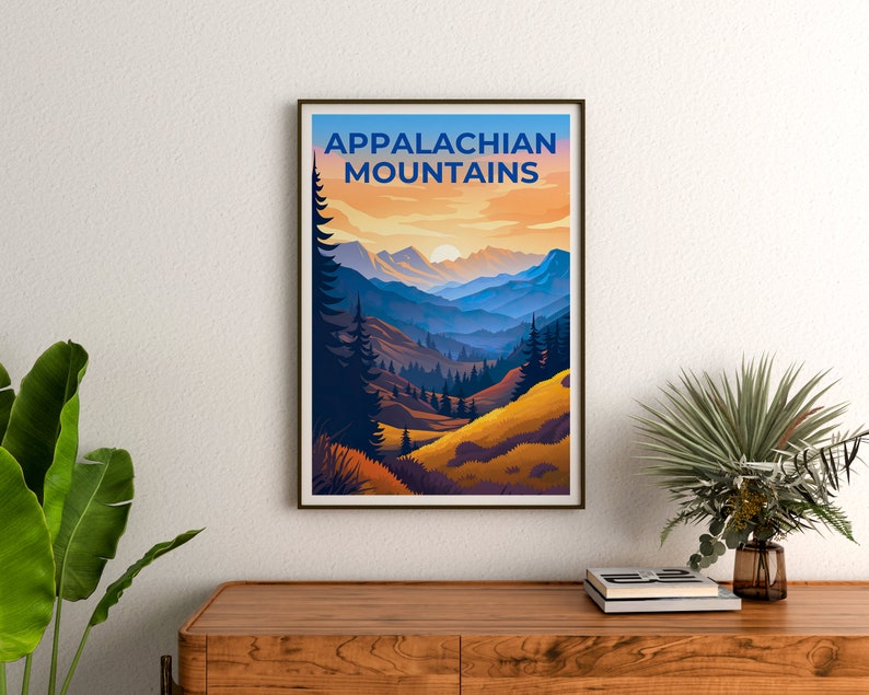 Appalachian Mountains Travel Poster, Mountain Wall Art, Mountain Print, Appalachian Mountains Poster, Nature Poster