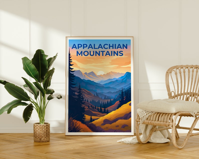 Appalachian Mountains Travel Poster, Mountain Wall Art, Mountain Print, Appalachian Mountains Poster, Nature Poster