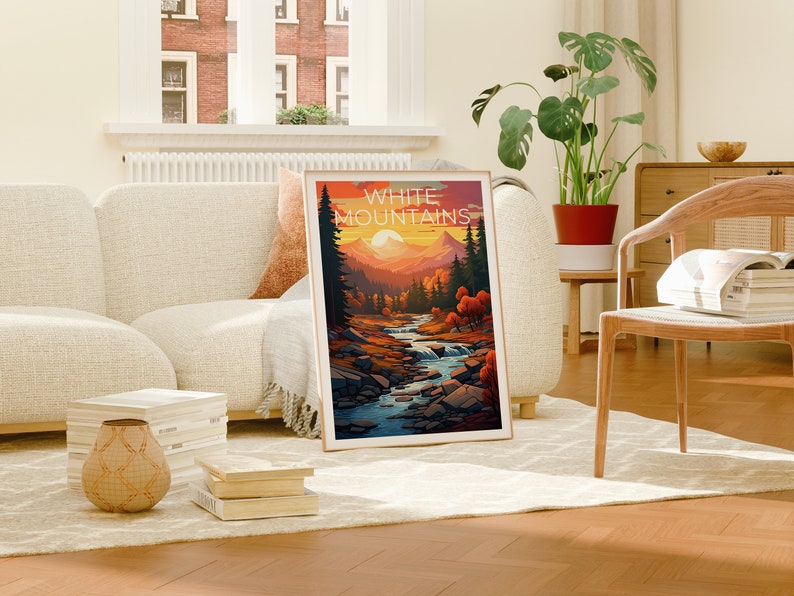 Affiche des Montagnes Blanches, Impression des Montagnes Blanches, Art du New Hampshire, Impression du New Hampshire, Affiche de voyage des Montagnes Blanches, Affiche de montagne