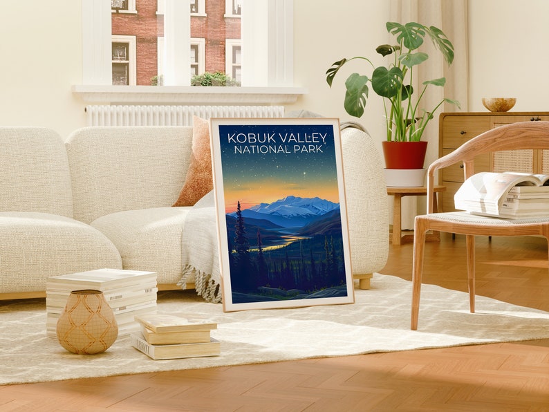 Affiche du parc national de Kobuk Valley, impression de Kobuk Valley, affiche d'Alaska, impression d'Alaska, affiche de voyage de Kobuk Valley, affiche de montagne