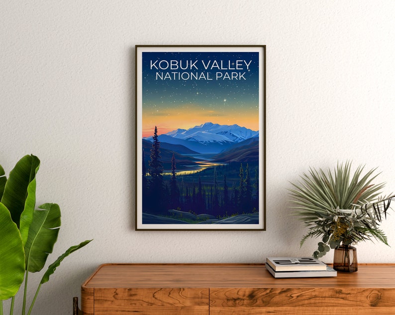 Affiche du parc national de Kobuk Valley, impression de Kobuk Valley, affiche d'Alaska, impression d'Alaska, affiche de voyage de Kobuk Valley, affiche de montagne