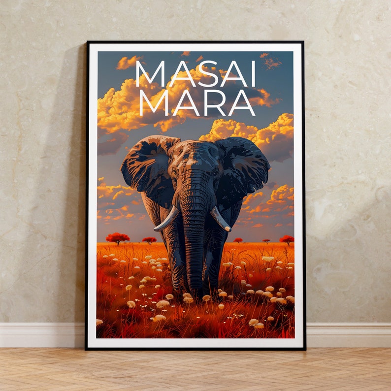 Masai Mara Poster, Masai Mara Print, Elephant Art, Safari Poster, Maasai Mara Poster, Maasai Mara Print, Africa Poster