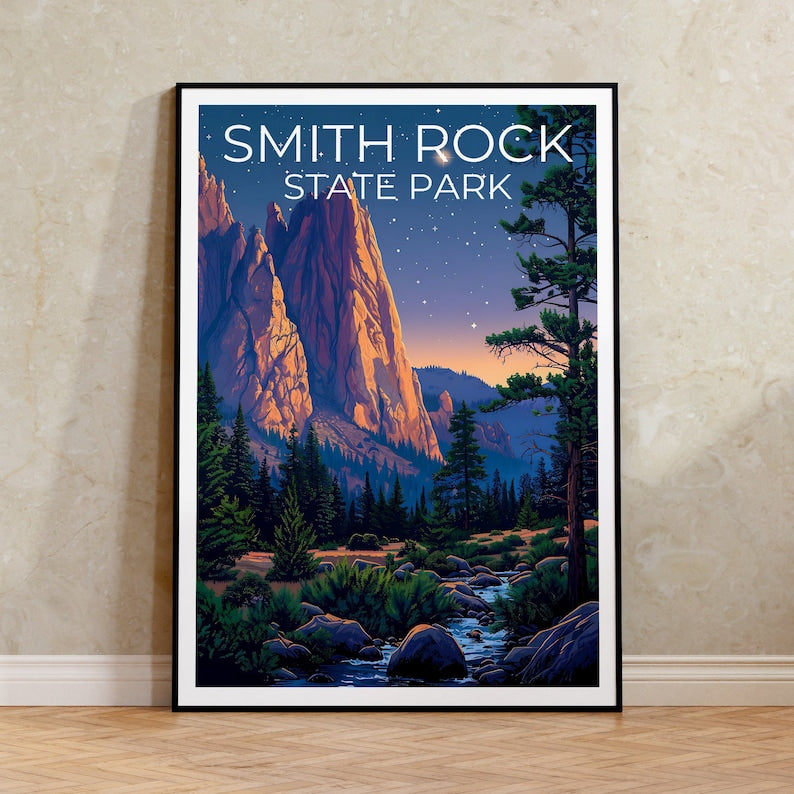 Smith Rock State Park Poster, Oregon Print, Oregon Poster, Smith Rock Print, Smith Rock Travel Poster, Oregon Art