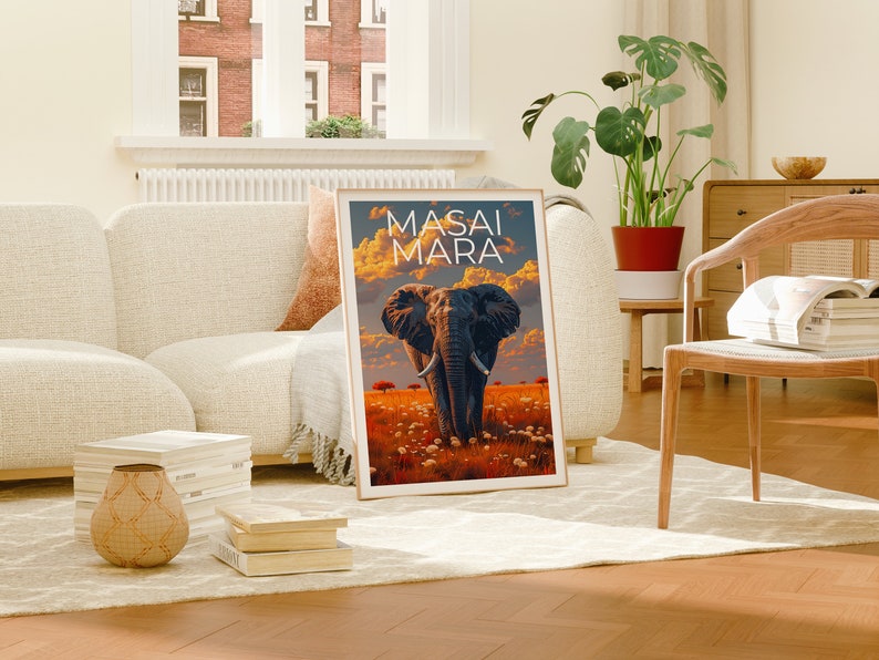 Masai Mara Poster, Masai Mara Print, Elephant Art, Safari Poster, Maasai Mara Poster, Maasai Mara Print, Africa Poster