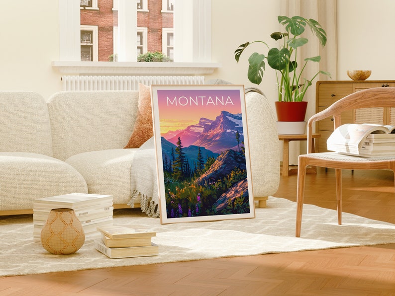 Affiche Montana, Impression Montana, Affiche de montagne, Impression de montagne, Affiche de voyage Montana, Affiche de forêt, Art Montana