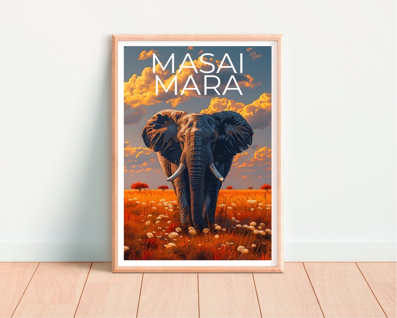 Masai Mara Poster, Masai Mara Print, Elephant Art, Safari Poster, Maasai Mara Poster, Maasai Mara Print, Africa Poster