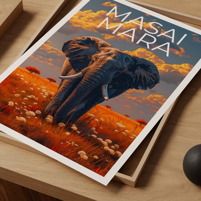 Masai Mara Poster, Masai Mara Print, Elephant Art, Safari Poster, Maasai Mara Poster, Maasai Mara Print, Africa Poster