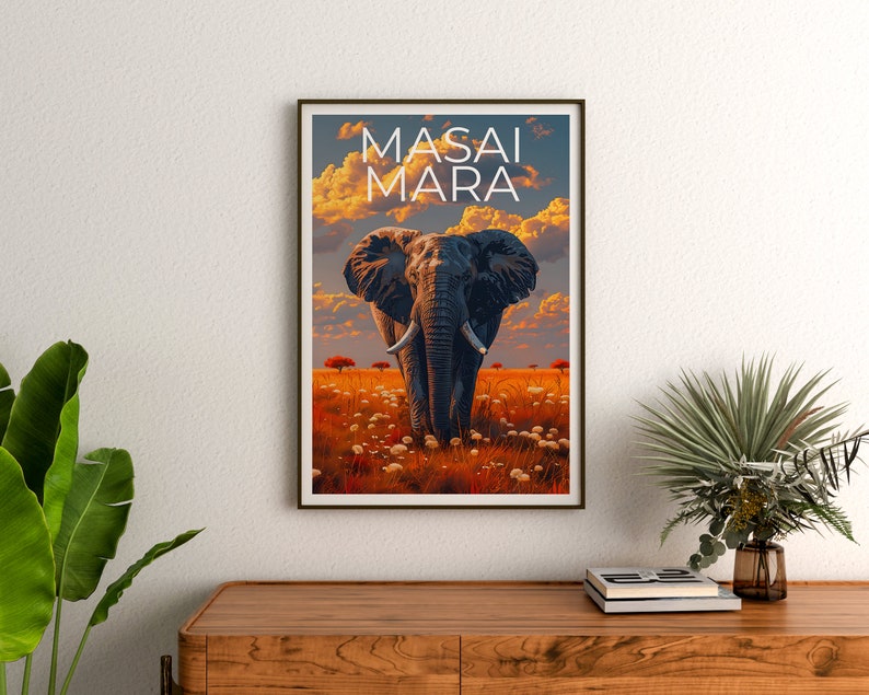 Masai Mara Poster, Masai Mara Print, Elephant Art, Safari Poster, Maasai Mara Poster, Maasai Mara Print, Africa Poster