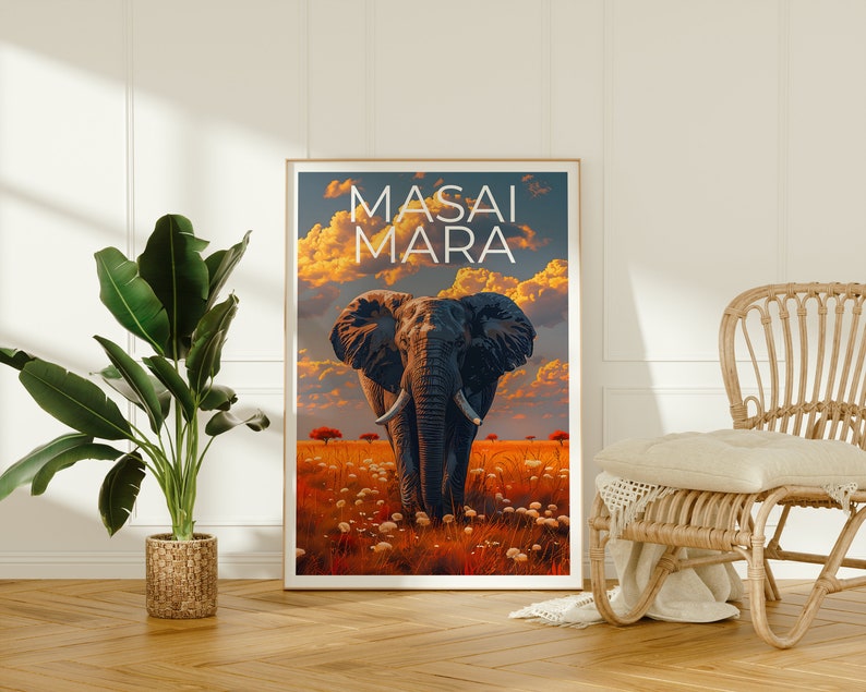 Masai Mara Poster, Masai Mara Print, Elephant Art, Safari Poster, Maasai Mara Poster, Maasai Mara Print, Africa Poster