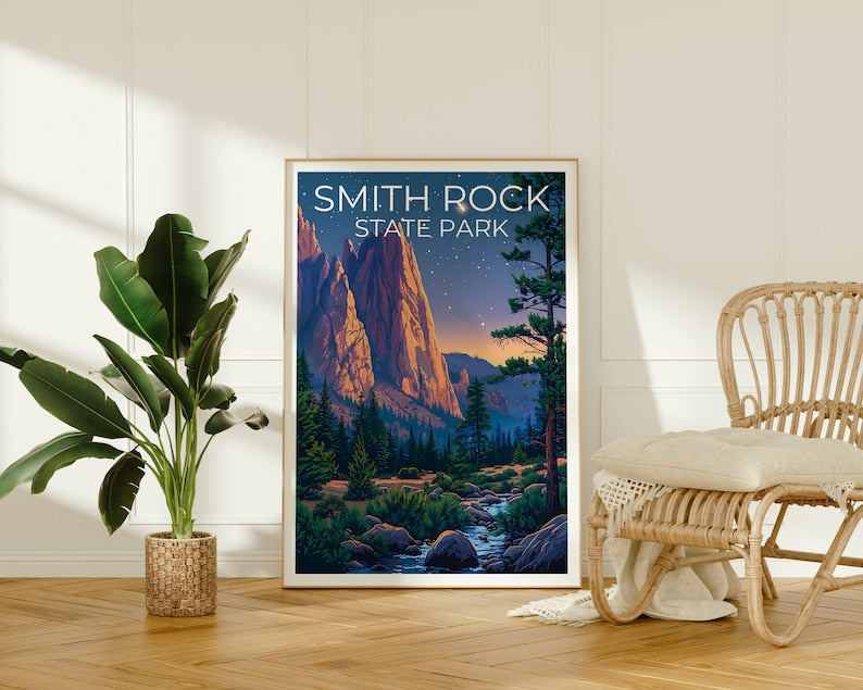 Smith Rock State Park Poster, Oregon Print, Oregon Poster, Smith Rock Print, Smith Rock Travel Poster, Oregon Art
