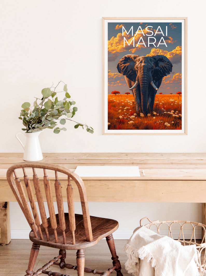 Masai Mara Poster, Masai Mara Print, Elephant Art, Safari Poster, Maasai Mara Poster, Maasai Mara Print, Africa Poster