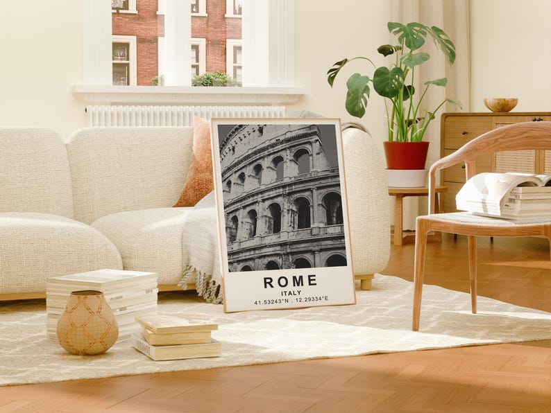 Rome Poster, Italy Travel Print, Europe Art, Colosseum Illustration, Roman Architecture Poster, Scenic Wall Art, Home Decor, Birthday Gift