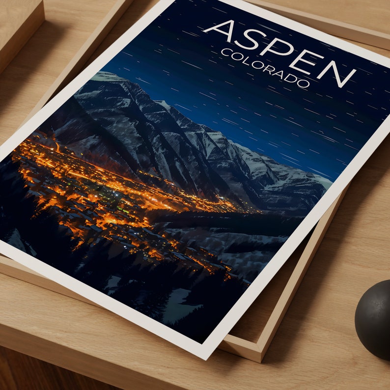 Aspen Travel Poster, Colorado Wall Art, Colorado Print, Aspen Poster, Mountain Poster, City Poster, Aspen Art